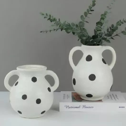 Polka Dot Stoneware Vase